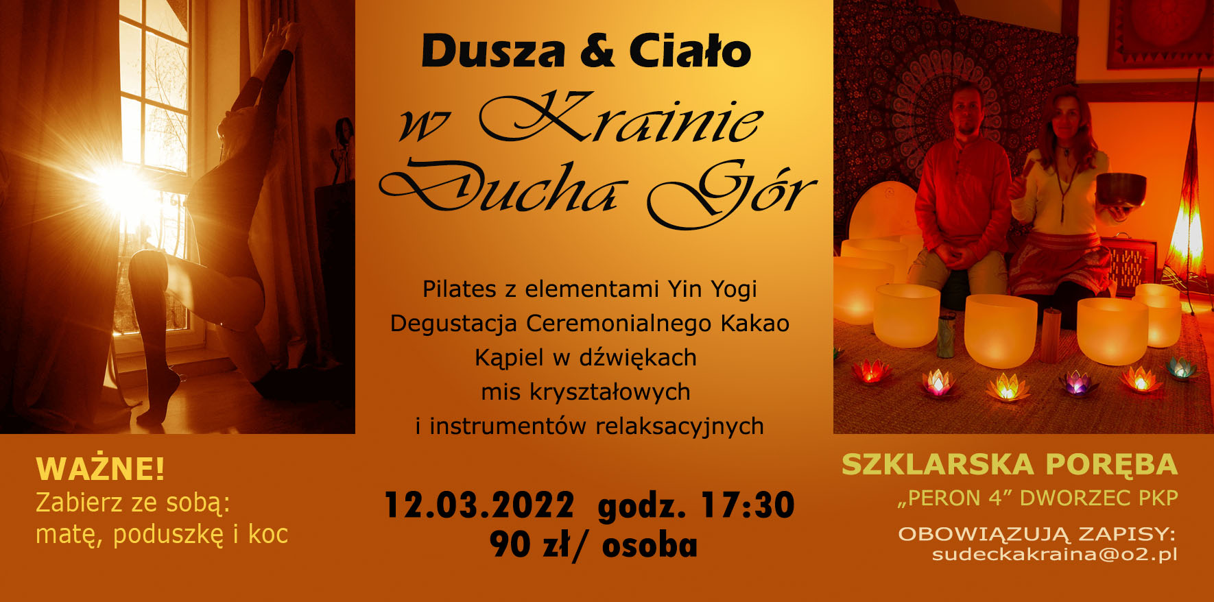 Dusza i ciało w krainie Ducha Gor - warsztaty na 4 Peronie w Szklarskiej Porębie 12 marca 2022 roku - zaproszenie