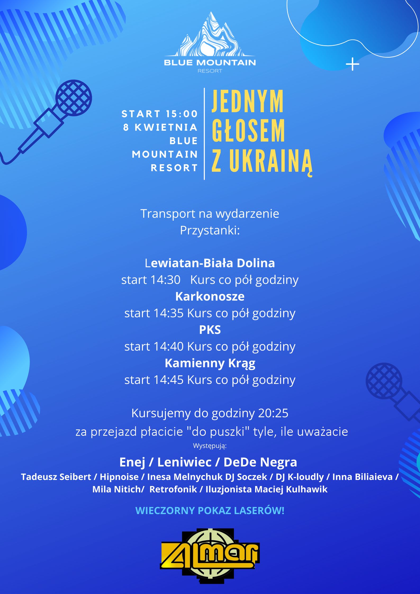 Dojazd autobusem na dobroczynny koncert JEDNYM GŁOSEM Z UKRAINĄ 8 kwietnia '22